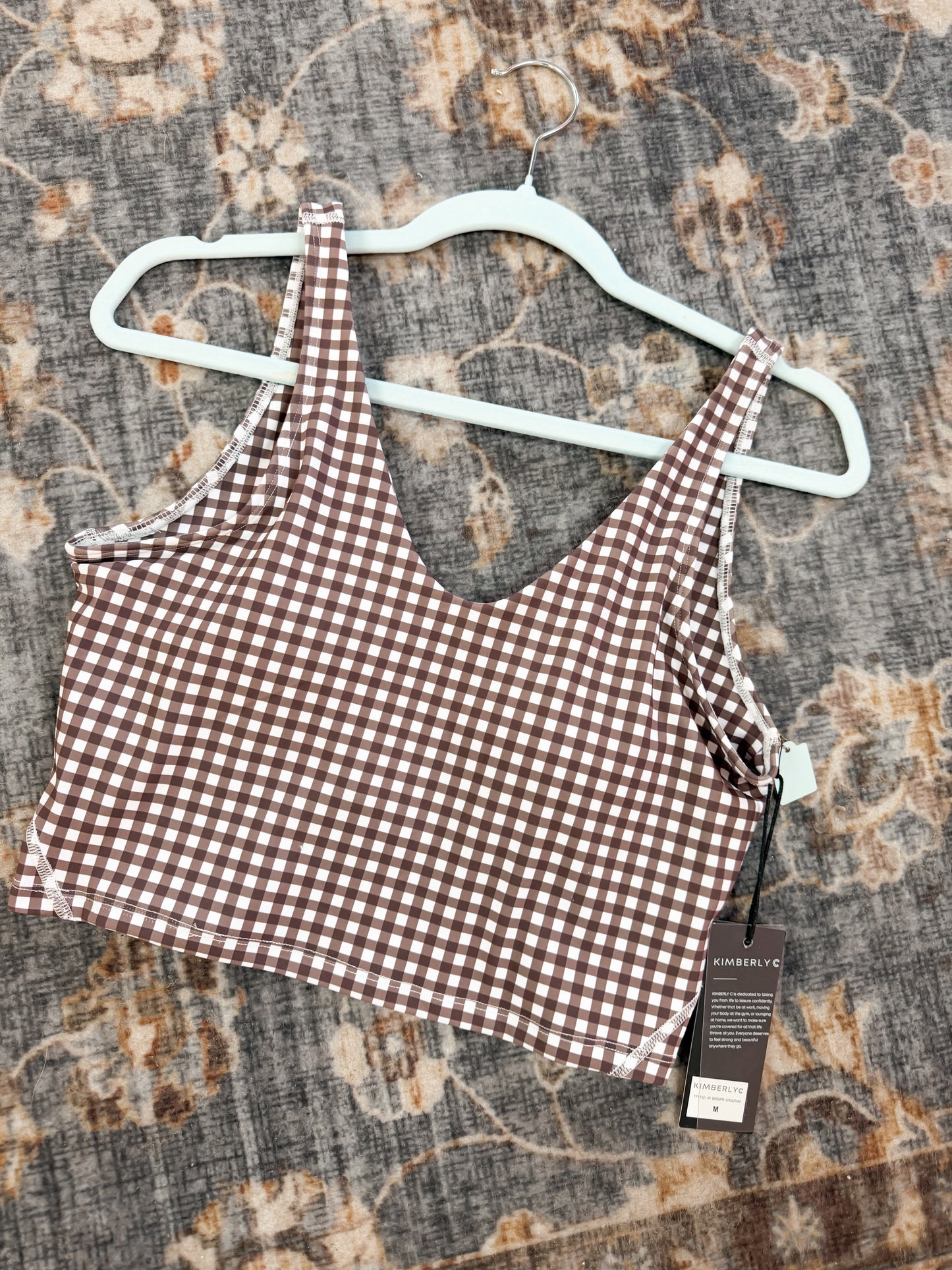 brown gingham active tank