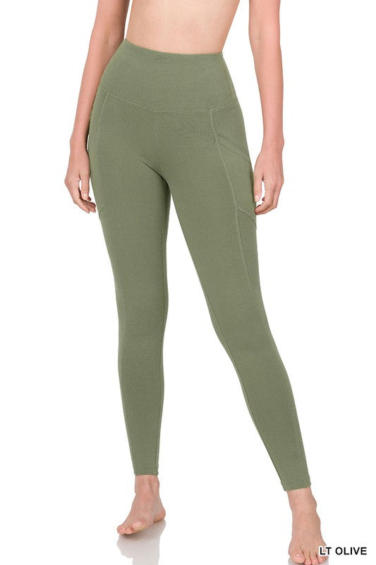 BETTER COTTON WIDE WAISTBAND POCKET LEGGINGS